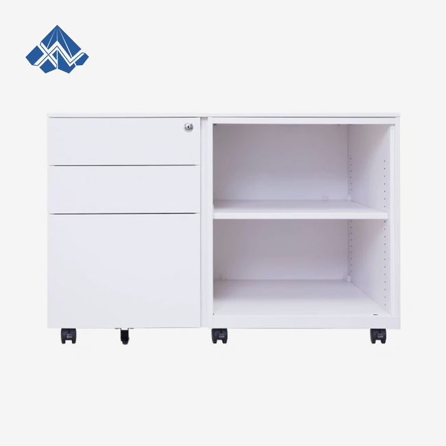 3-Drawer Steel File Cabinet with Open Shelves
